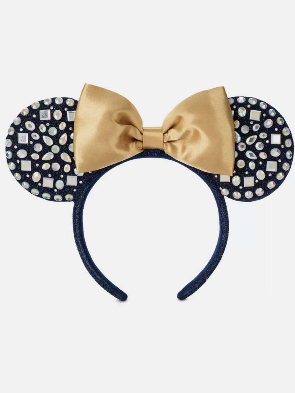 Disney Navy Mouse Ear Headband with Gold Satin Bow